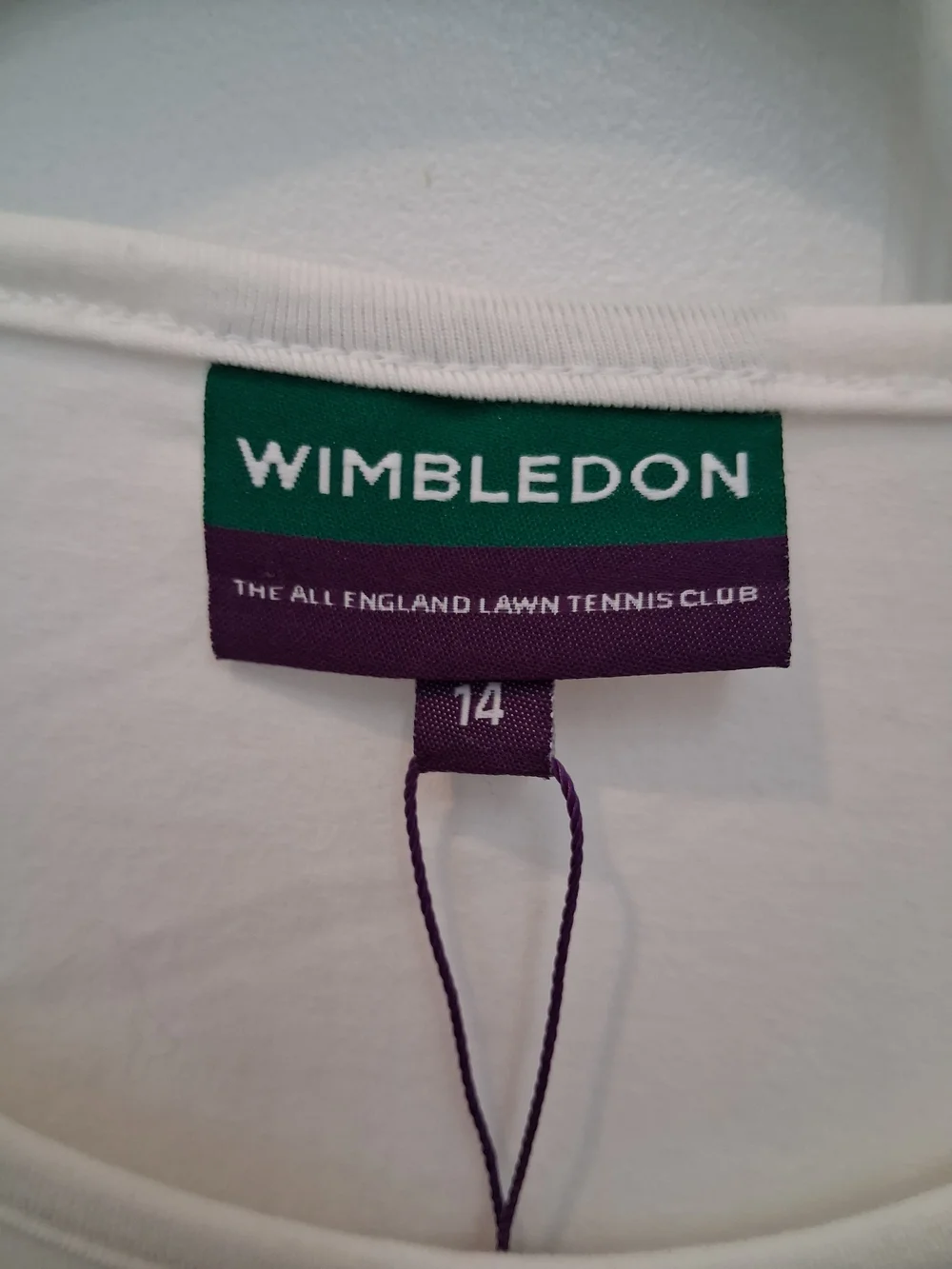 Wimbledon White Tee with Purple and Green Crest - Picture 3 of 7